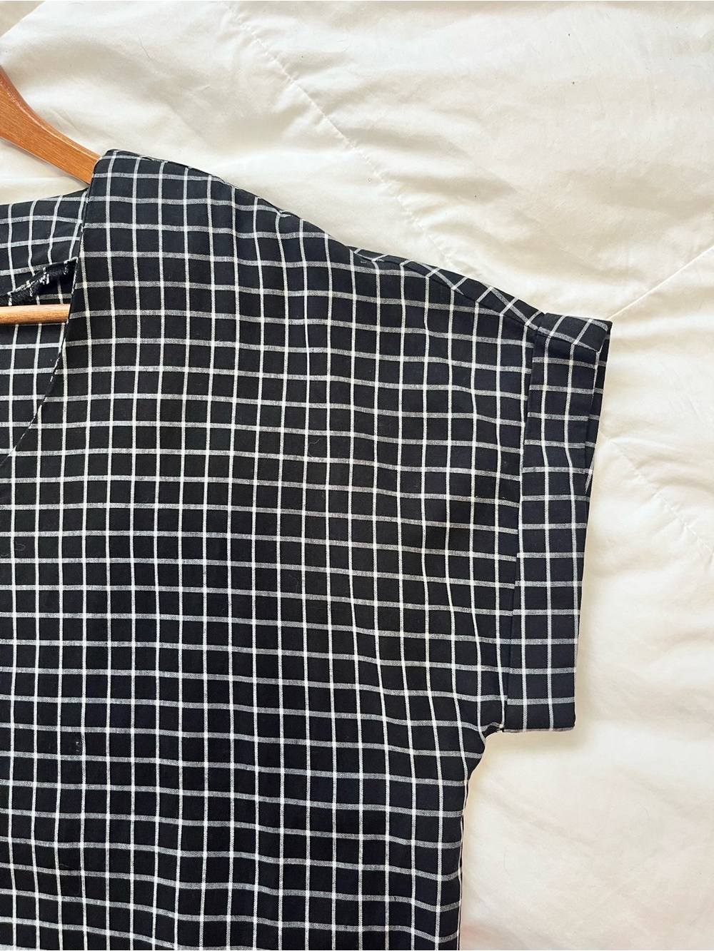 Frank and Oak Black & White Grid Button-Front Pocket Dress size small *runslarge - Picture 3 of 8